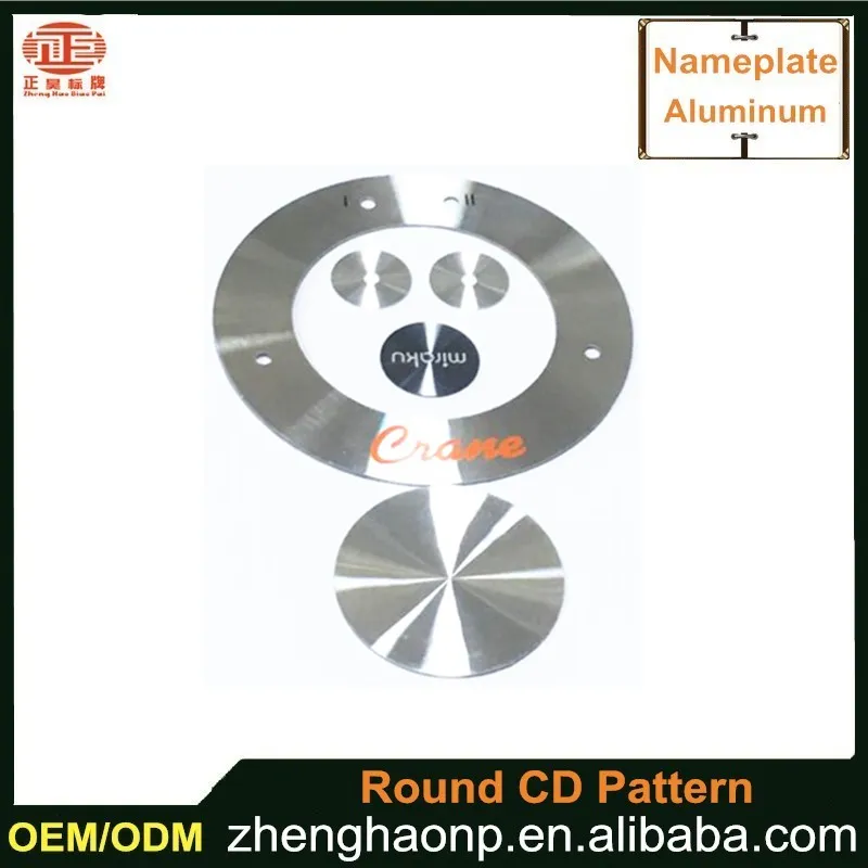 
Custom blank cd logo aluminum nameplates for machine 