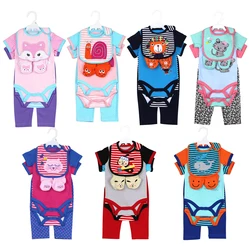 5 in 1 newborn baby clothing set summer baby short sleeve romper matching with long pants&shoes&bibs