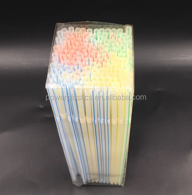 plastic drinking straw 21cm flexible stripe neon straw