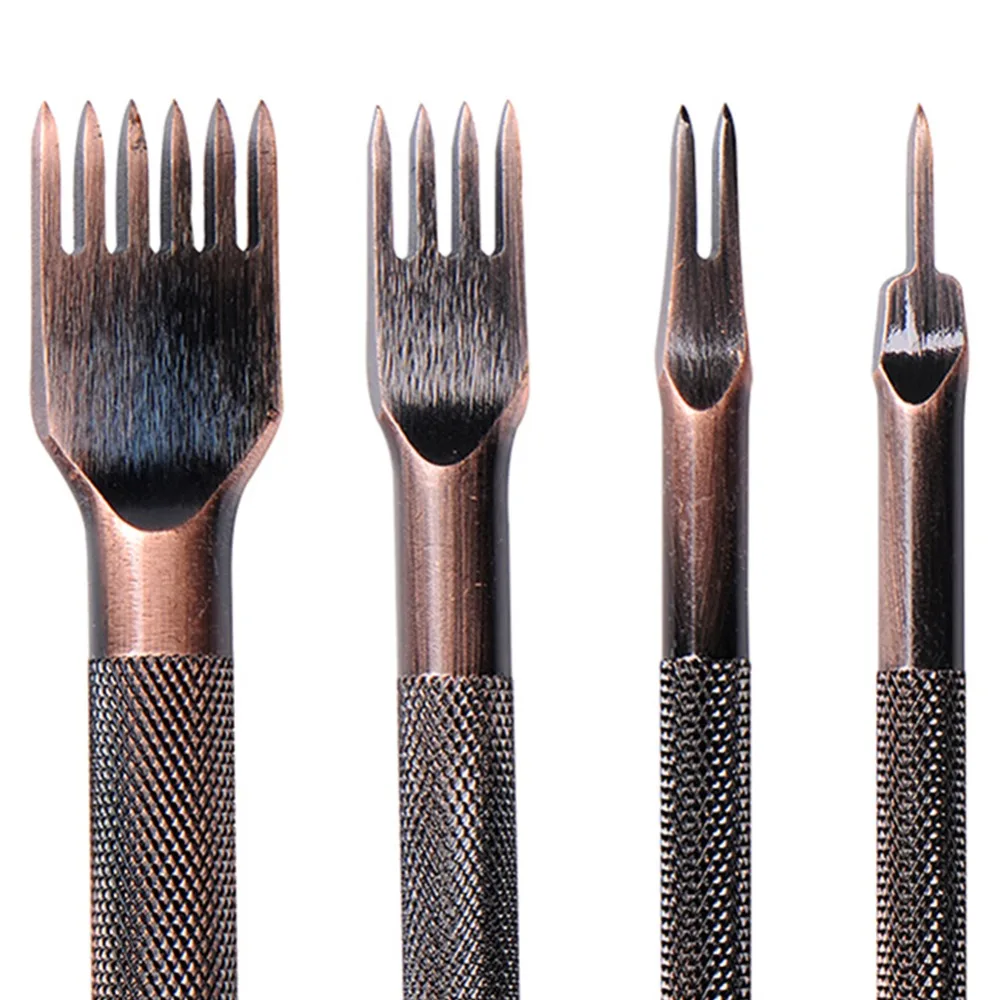 Leather Hole Punch Stitching Chisel Tools Pricking Iron Diamond Leather Craft Tool 3/4/5MM 1/2/4/6 teeth Drop Shipping
