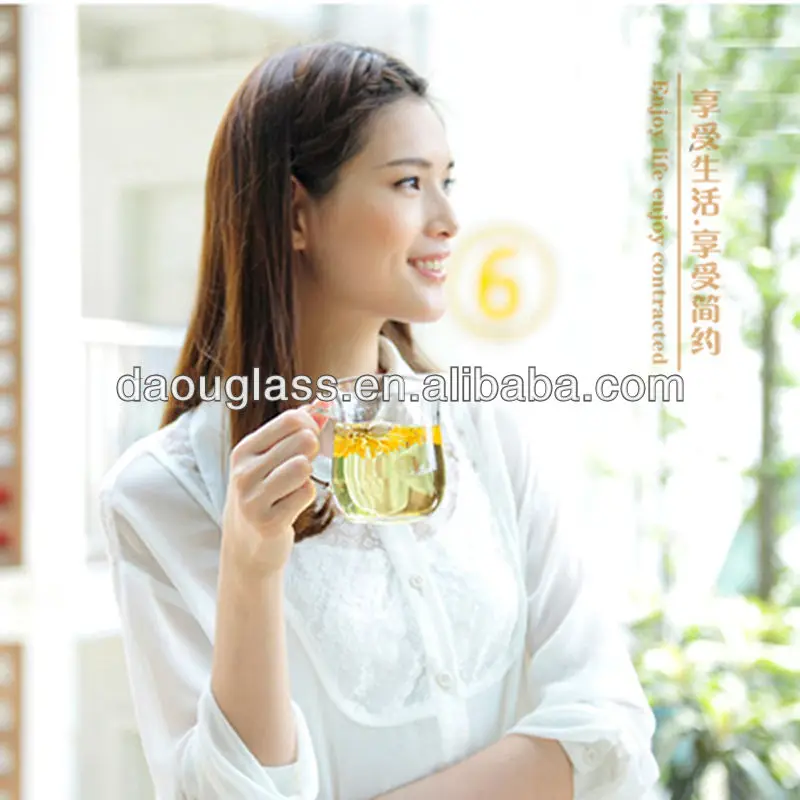 
hand made wide mouth glass tea filter cup 