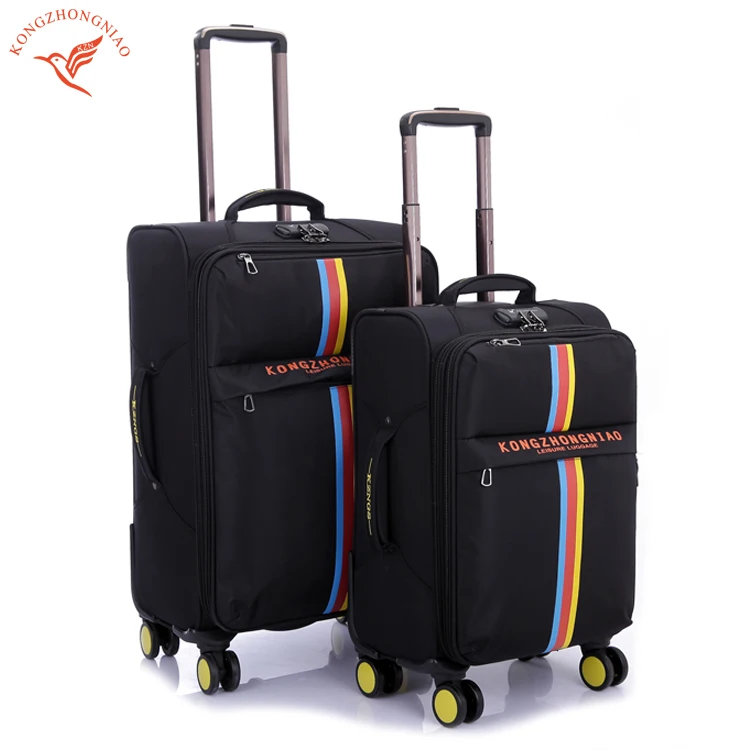 Nylon 3pcs  traveling trolley luggage suitcase with spinner wheels