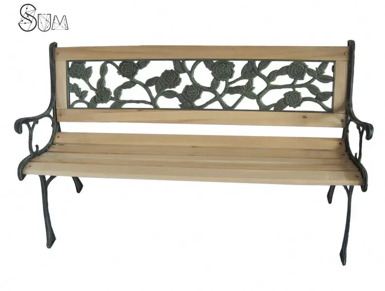 Wooden strips cast iron garden bench