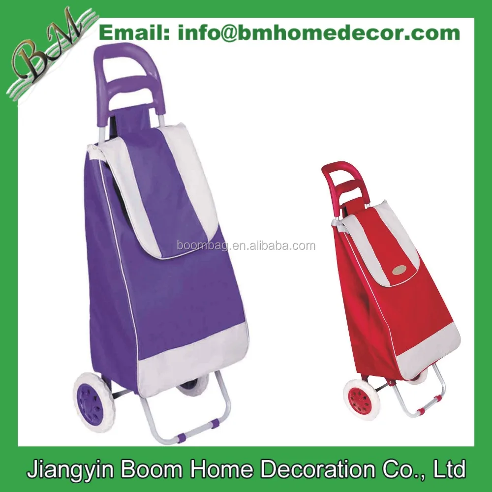 Customized Supermarket Rolling Wheeled Handy Portable Cart Detachable Collapsible Folding Grocery Shopping Trolley Bag