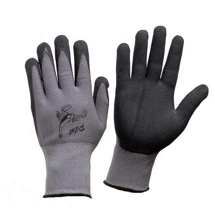 15 gauge spandex and nylon knitted assembly grip gloves garden work gloves sandy nitrile coated gloves