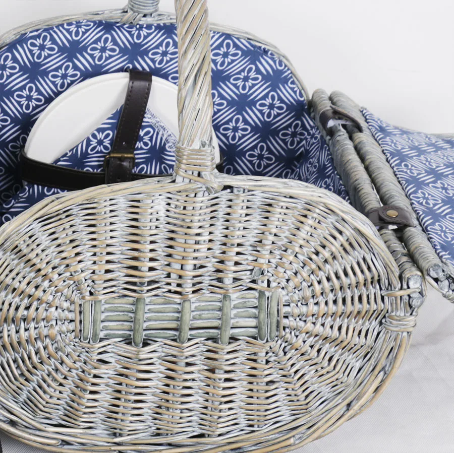 Last Few Hours Discount Handmade Full Willow basket  with Thermal Cooler Bag  Wicker Picnic Box  Basket