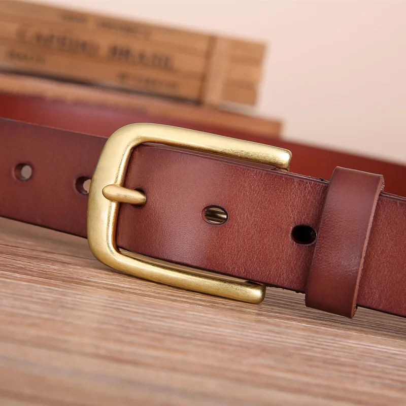 2.8cm width solid brass single prong pin buckle soft high quality unisex 100% italian genuine leather belt for girls