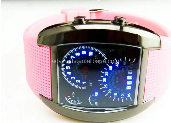 max speed relojs unisex blue car led watch silicone meter watch