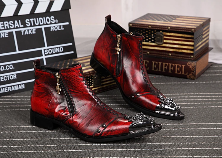 NA006 2022 Retro Men Shoes Autumn Winter Ankle Boots Leather Zip Casual Shoes Men Flats Pointed Toe Male motorcycle Boots