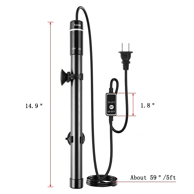 Seabillion 2018 New Titanium Submersible Aquarium Heater With Electronic Thermostat 500W