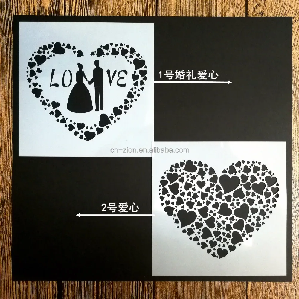 
New design Marry heart shape Stencil Set DIY Drawing Template for Diary Notebook Scrapbook Craft Projects 