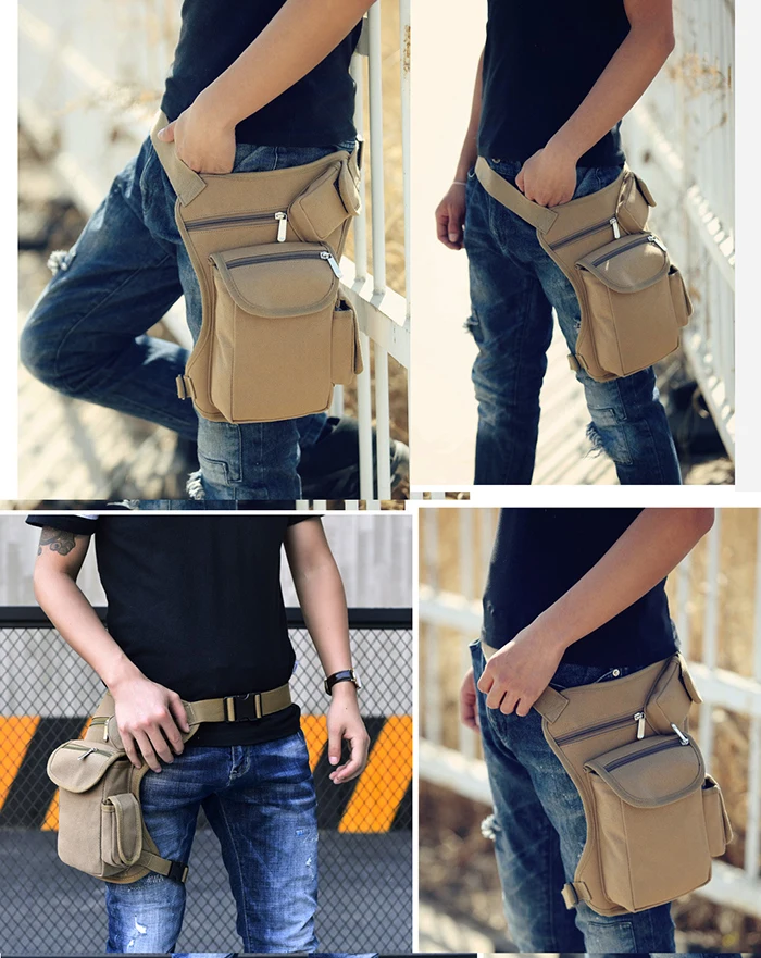 
Hunting Fanny Pack Waist Bag Belt Canvas Men Tactical Motorcycle Drop Leg Bag 