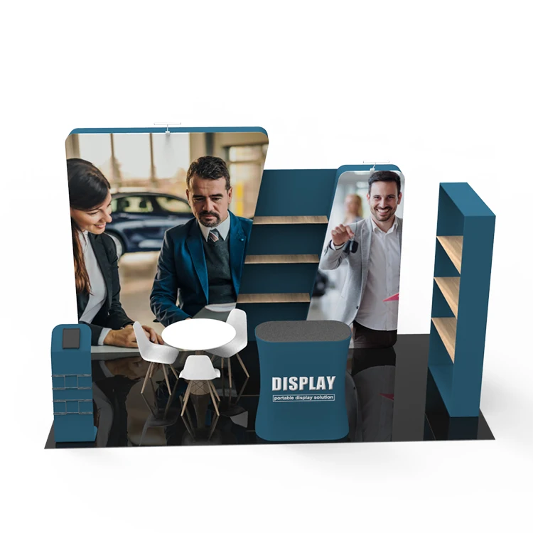 Aluminum Fabric 10x20 Trade Fair Backdrop with TV Stands for Expo Display Wedding Advertising Applications