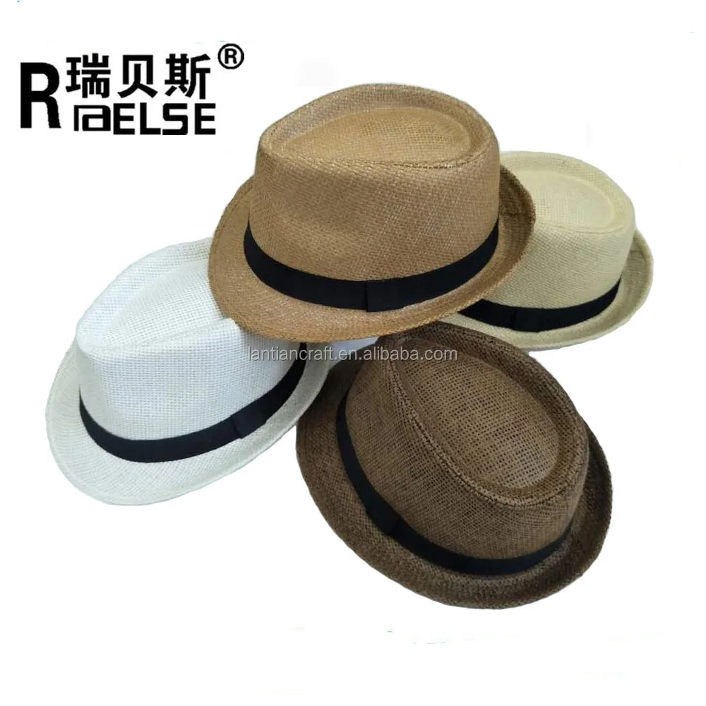 
promotional print logo handmade straw hat paper straw fedora hat 