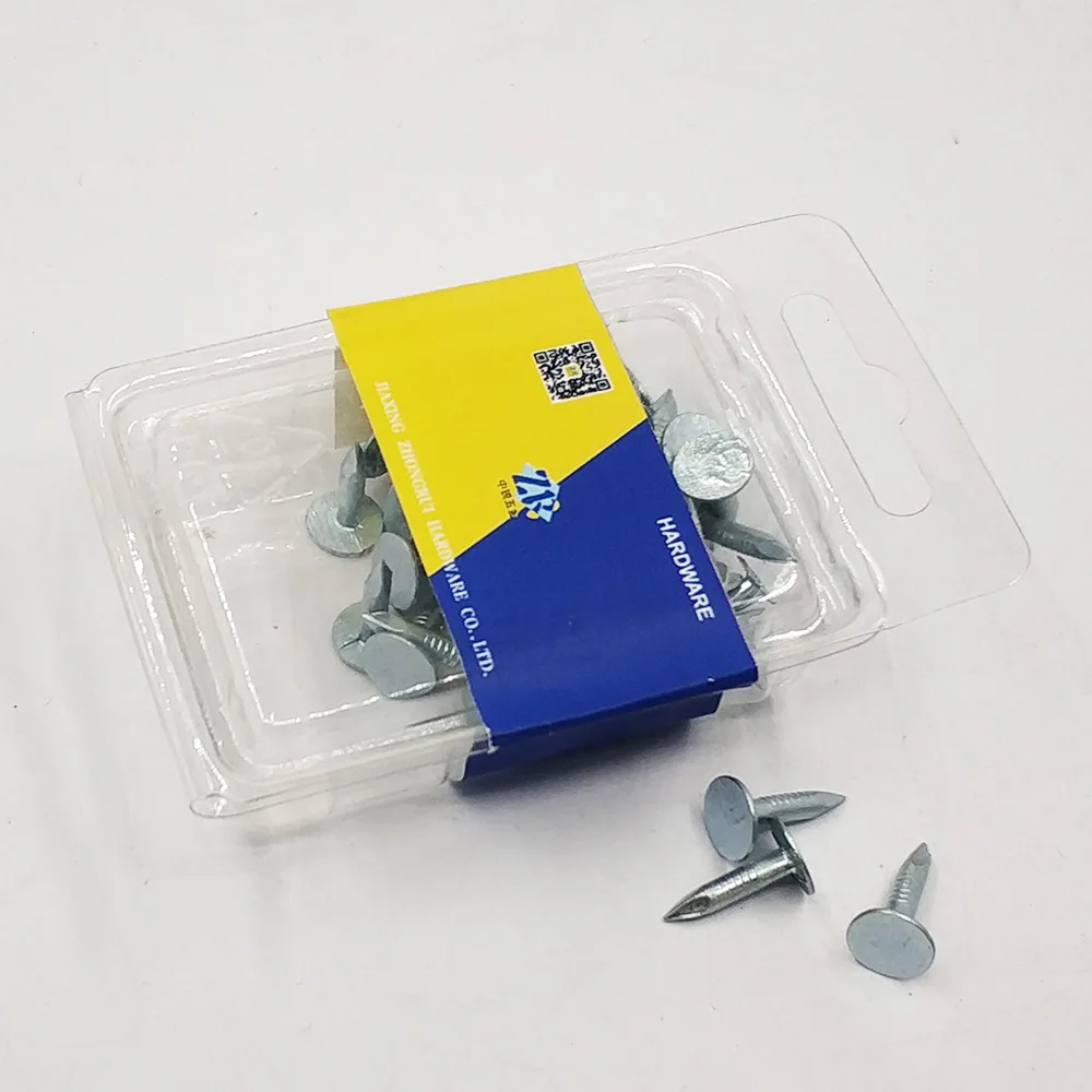 
Chinese factory supply big flat head plain shank zinc galvanized surface steel clout nails 