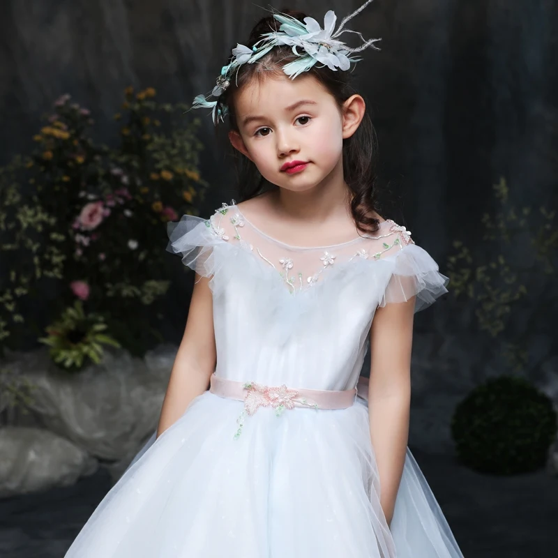 XXLF200 8 years latest girl dress design for flower girls white ball gown dresses for kids