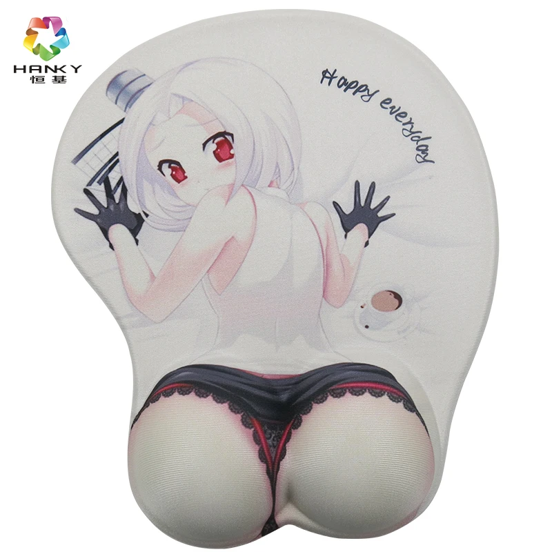 
Hot sell Japanese sexy big breasts custom anime 3d ass soft silicone wrist mouse pad 