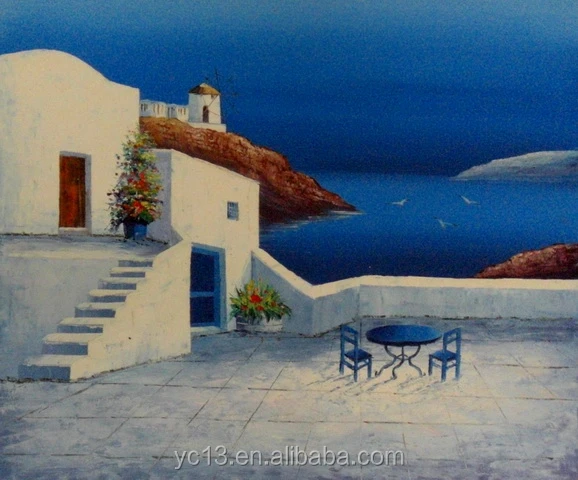 Excellent modern seascape oil painting hotel artwork ct-317 greece landscape painting