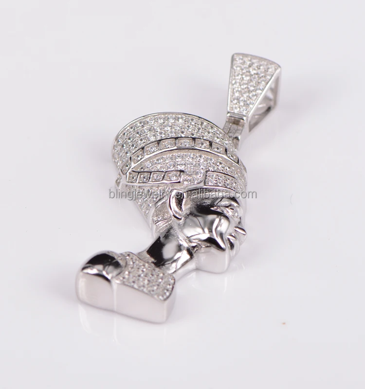 
Lab Diamond 925 Silver Egyptian Nefertiti Queen Pendant 