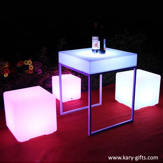 Nightclub Used Glowing LED Cube Seat Lighting Movable Furniture
