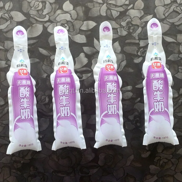 soft plastic printed laminated packing materials 180ml yogurt packaging bag