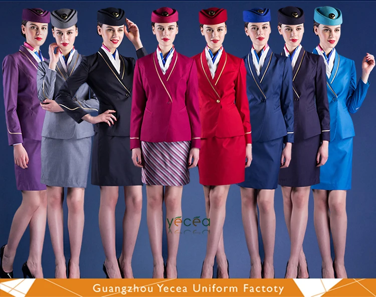
[Wholesale&Customized logo] HOT Short skirt Beauty Anti-wrinkle Sexy Stewardess Suit Airline Uniform 