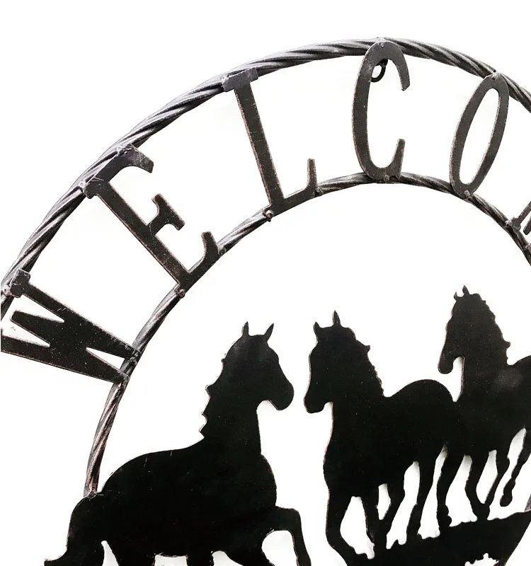 
Wall metal decor horse stars welcome sign wall hangings for home decor 