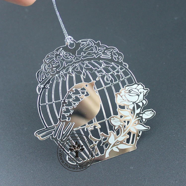 
2018 new hot custom etched mirror finish stainless steel Christmas ornaments 