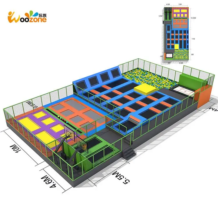 kids indoor trampoline bed bungee exercise with large foam blocks
