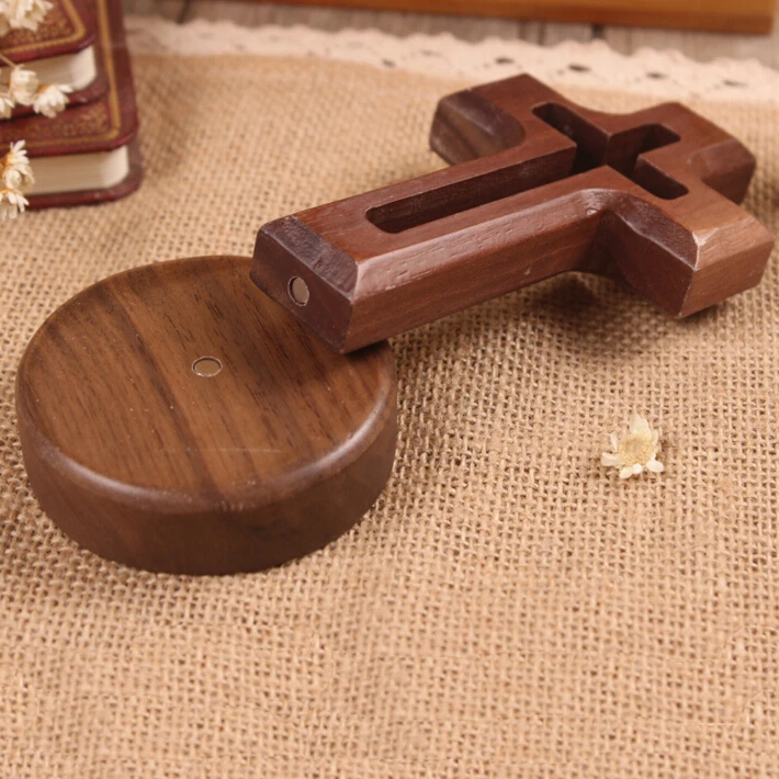 
black walnut Wood Cross Stand Jerusalem Crucifix stand Hand Made 