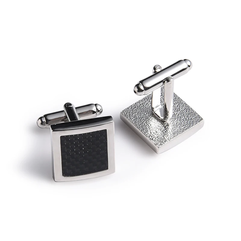 Производитель запонок, оптовая продажа, недорогие черные квадратные металлические запонки из углеродного волокна под заказ