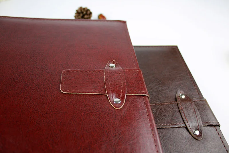 Red/Coffee PU leather cover photo album with strap 50 pages book bound photo album Self dry mount sheet diy family photo albums