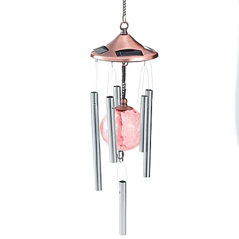 Solar powered color changing hanging wind chime light lantern garden