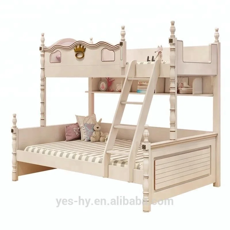 Двухъярусная кровать с горкой дешевая детская мебель белый американский стиль A88
