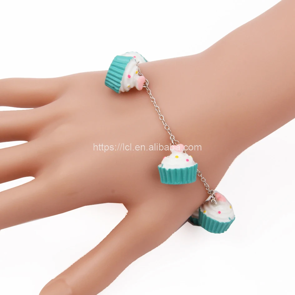 
Oktoberfest accessories cup cake bracelet girls candy cupcake enamel kids charms jewelry bracelet 