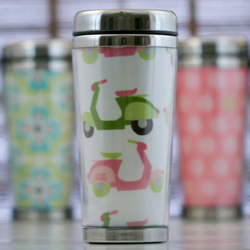 16oz stainless steel photo insert thermos tumbler, double wall stainless steel photo travel mug, bpa free photo travel mug