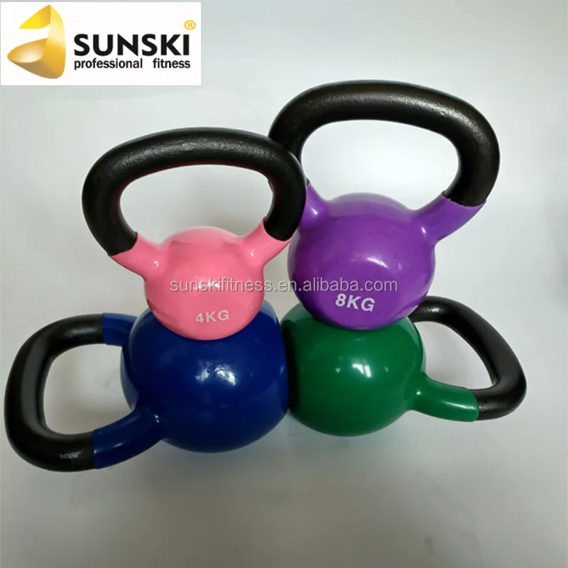 Crossfit оборудования Виниловым Покрытием Гиря и тренажерный зал упражнения винил гири