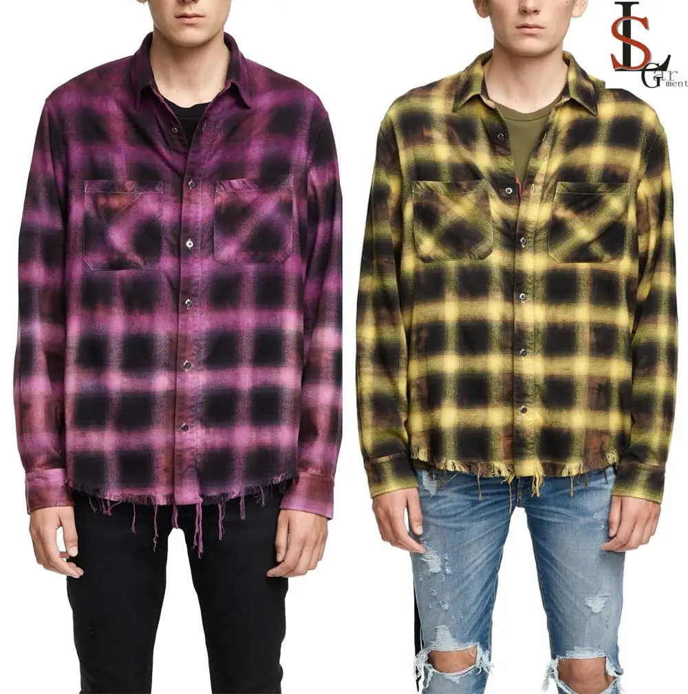 New style high quality wholesale custom men fashion designer flannel plaid shirts