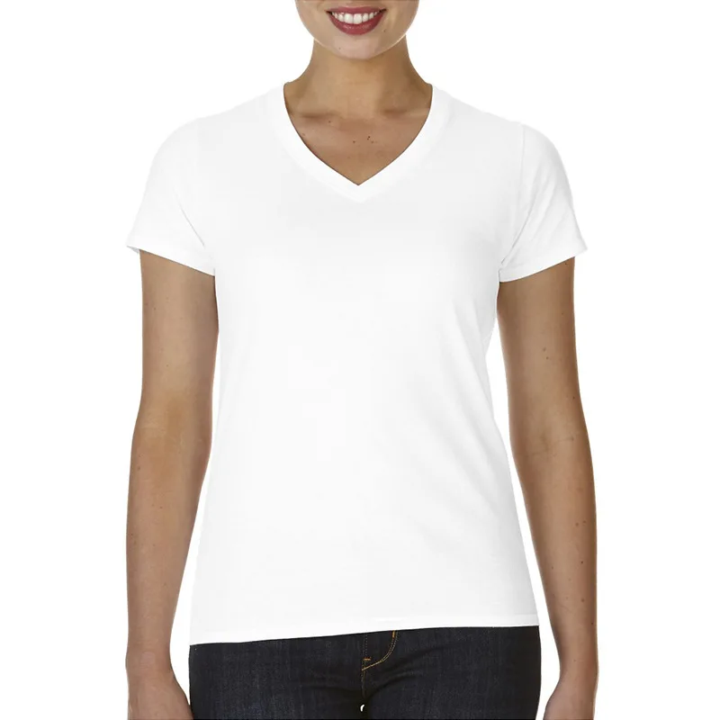 
Wholesale Clothing Custom T-shirt Printing Design Black V Neck T Shirt Women 