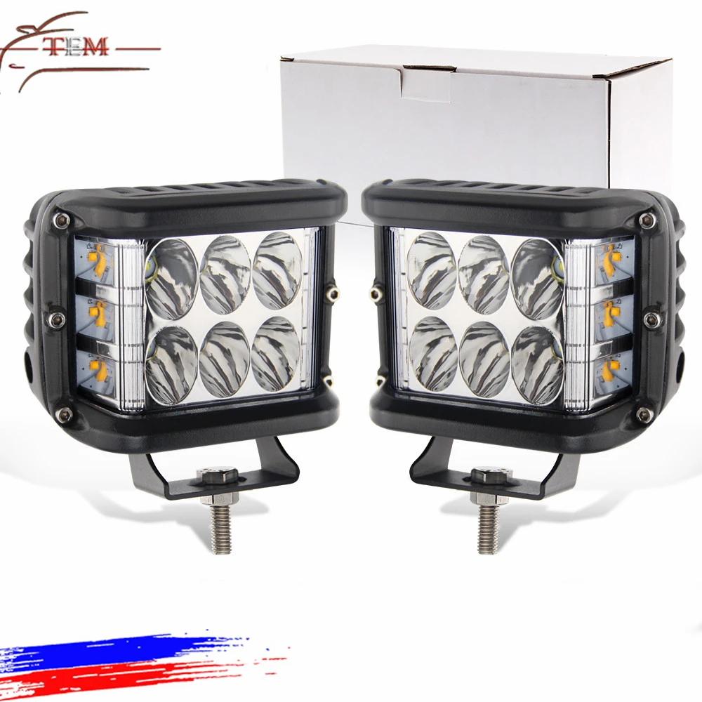 Strobe 36W LED Work Light 12V Side Shots 4inch Pod Spot Flood Lamp Flash for ATV Truck Boat Auto Driving Fog Light