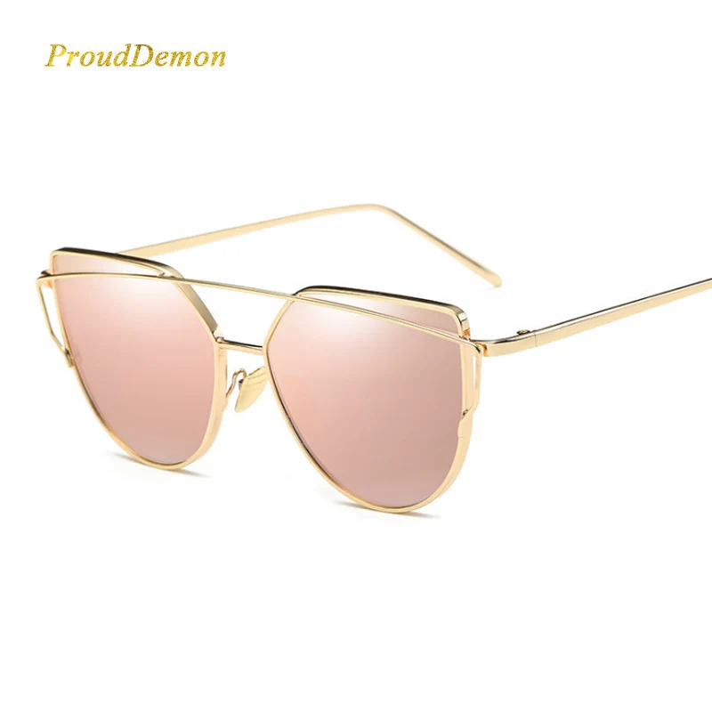 2021 Women Fashion Metal Frame Colorful Mirror Lenses Cat eye Sunglasses 2020