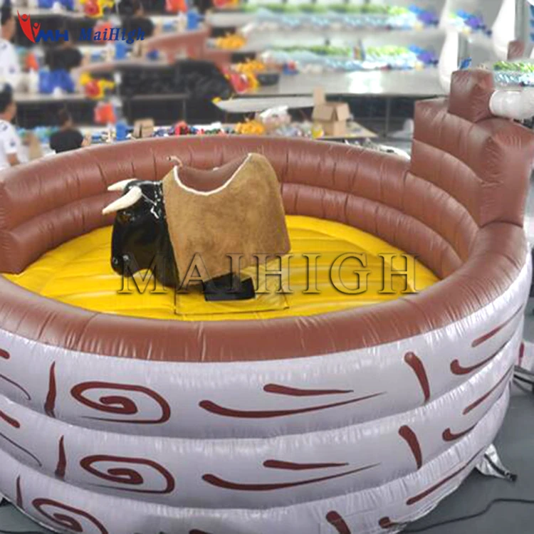 Amusement park inflatable mechanical bull ride game inflatable rodeo bull