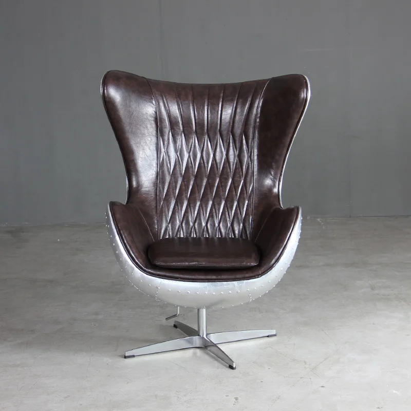 
High Back Aluminum Living Room Leather Chair French Antique Furniture 