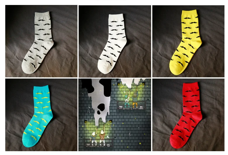 Luxury Colorful Cotton Fun Novelty Dress Mustache Socks