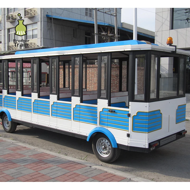 Half Closed FRP amusement park small electric trackless train locomotive