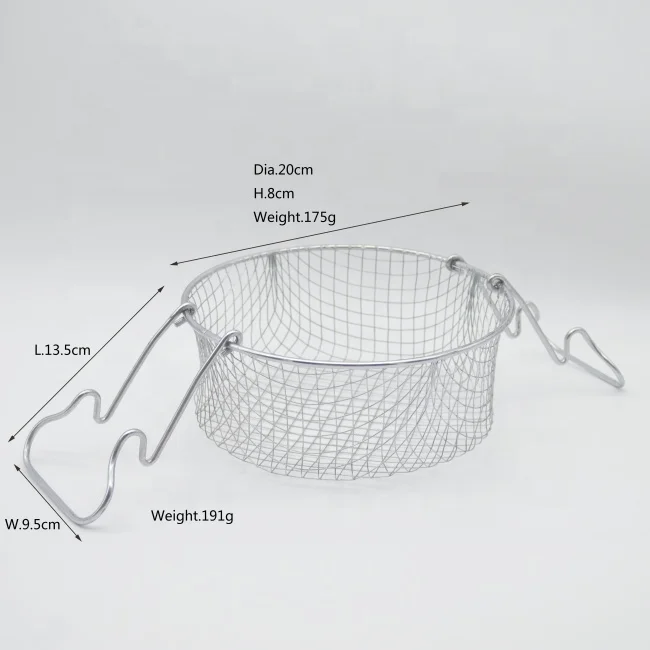 Food Grade Fry Mesh Basket Steam Strainer Collapsible Handle Cooking Net Mesh Basket Strainer Colander