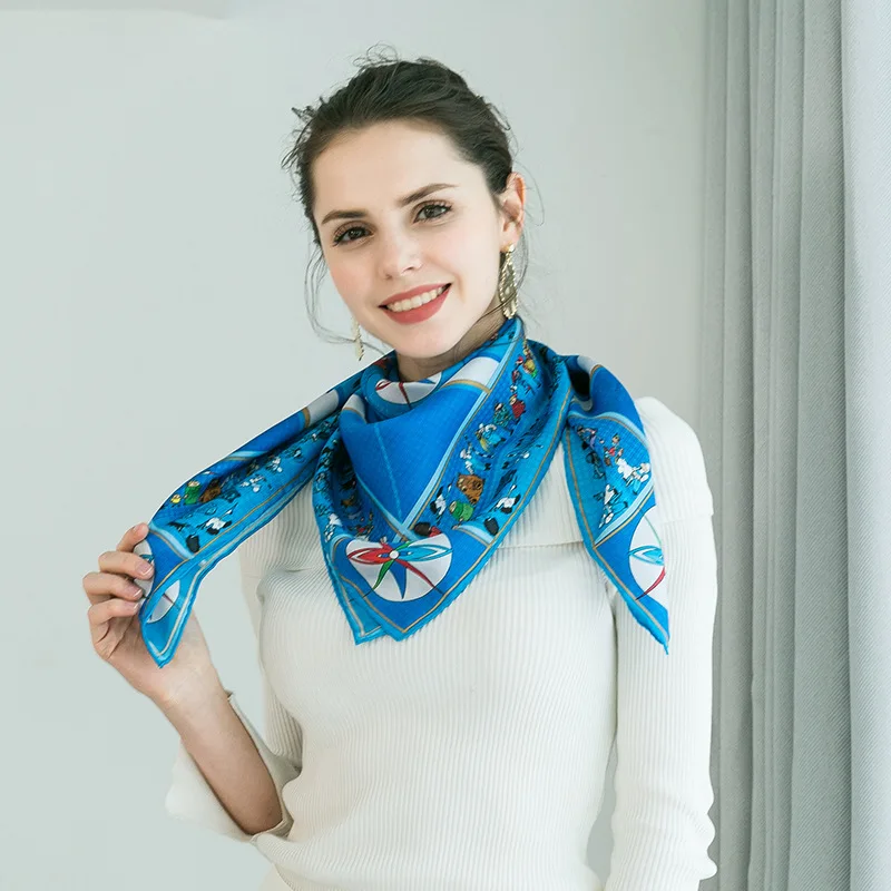 Free Sample No MOQ Custom Digital Printed 100 Pure Satin Silk Scarf Square Neck Scarves For Lady