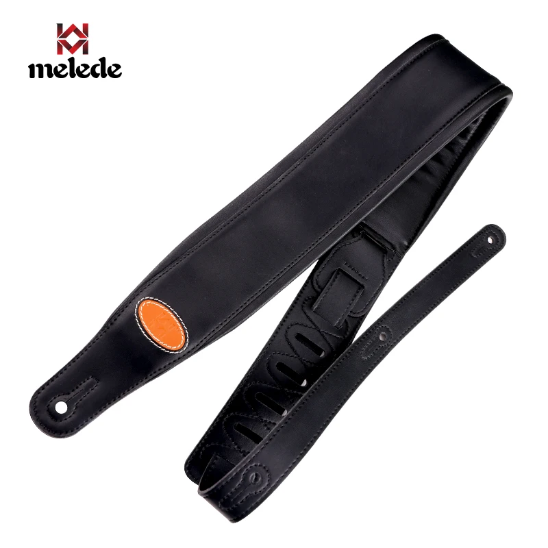 
Factory direct vintage look black real leather guitar bass strap guitar belt 