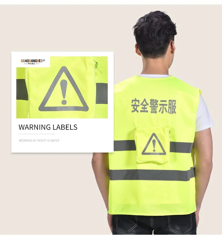 
100% polyester fabric green cheap hi vis workwear reflective vest with pocket for safety 