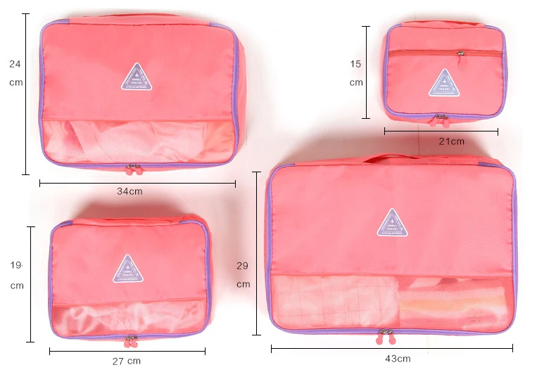 Multifunctional portable 6  pcs sets custom packing cubes travel luggage and makeup bags for women